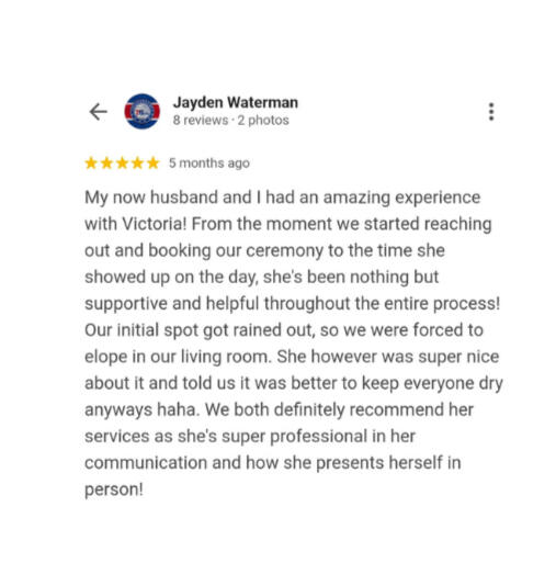 Victoria's Small Wedding Review Marry Me In Indy Reviews